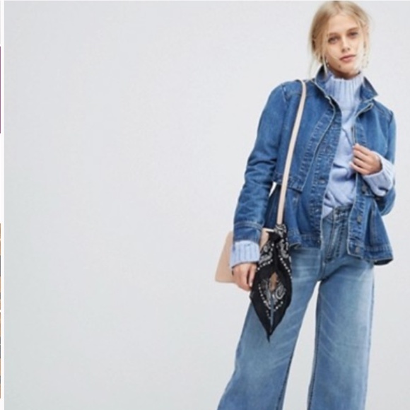 NEW! Current Air Denim Peplum Overlay Jean Jacket Size XS - Picture 5 of 15